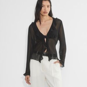 NWT Wilfred Frenchy Blouse V-neck chiffon ruffle blouse size XS